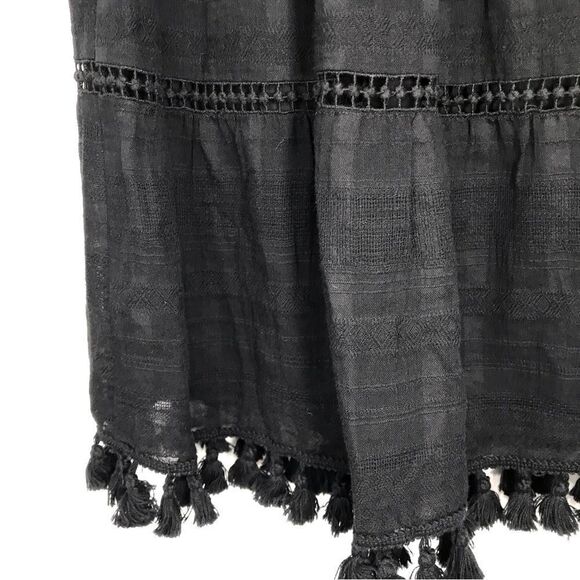 LOFT Black Tassel Hem Peasant Mini Skirt - Picture 3 of 12